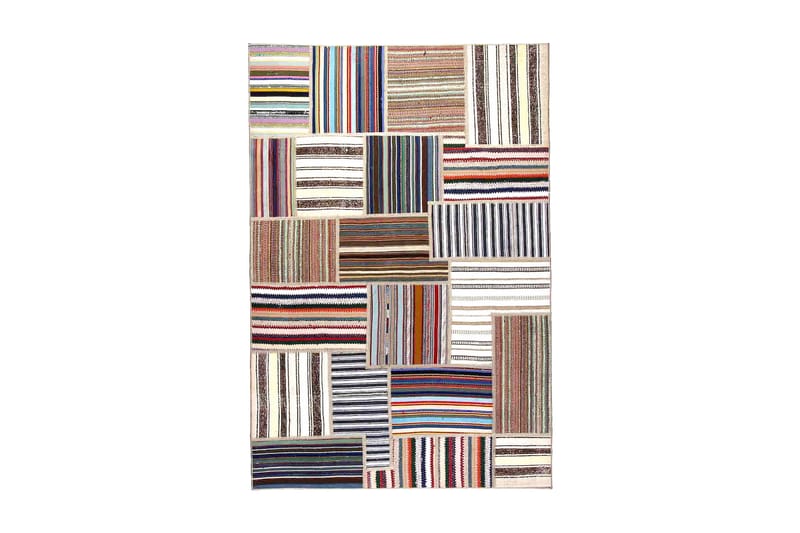 Håndknyttet Persisk lappetæppe 138x203 cm - Flerfarvet - Tekstiler - Tæpper - Orientalske tæpper - Patchwork tæppe