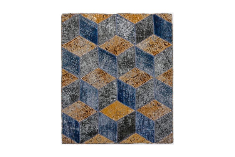 Håndknyttet persisk Patchwork Uldtæppe 105x122 cm Garn - Flerfarvet - Tekstiler - Tæpper - Orientalske tæpper - Patchwork tæppe