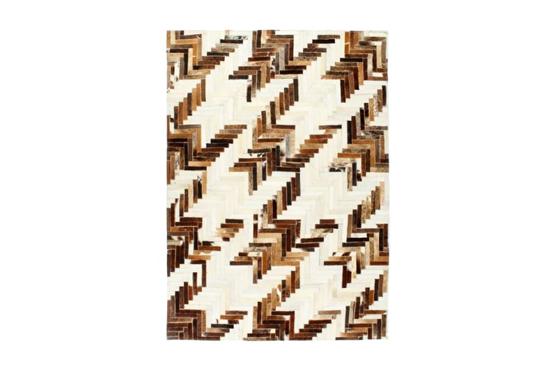 patchworktæppe ægte læder med hår 160 x 230 cm hvid/brun - Brun - Tekstiler - Tæpper - Orientalske tæpper - Patchwork tæppe