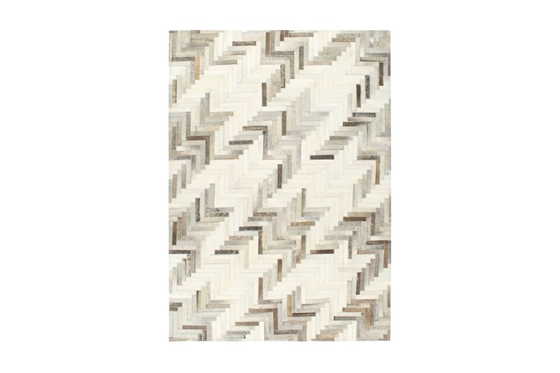 patchworktæppe ægte læder med hår 80 x 150 cm grå/hvid - Grå - Tekstiler - Tæpper - Orientalske tæpper - Patchwork tæppe