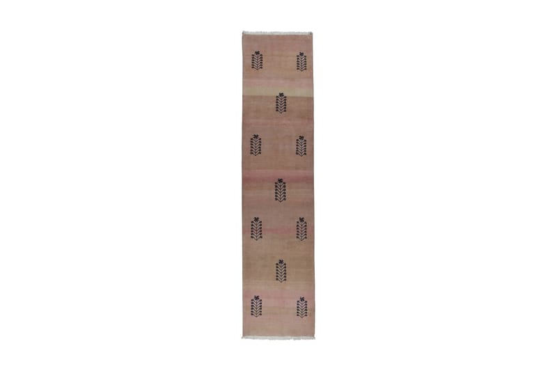 Placeret længde krog Håndknyttet Exclusive persisk tæppe 67x290 cm Gabbeh Mashhad - Beige /  lyserød | Trademax.dk