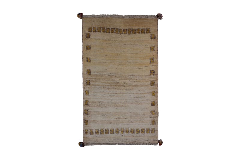 Håndknyttet Gabbeh Shiraz uldcreme / Grå 81x133cm - Tekstiler - Tæpper - Håndvævede tæpper