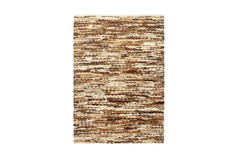 gulvtæppe ægte læder med hår 160 x 230 cm brun/hvid - Brun - Tekstiler - Tæpper - Pels & skindtæpper