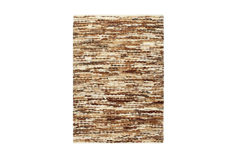 gulvtæppe ægte læder med hår 80 x 150 cm brun/hvid - Brun - Tekstiler - Tæpper - Pels & skindtæpper
