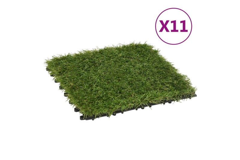 kunstgræsfliser 11 stk. 30x30 cm grøn - Grøn - Tekstiler - Tæpper - Specialmåtte - Nålefilt tæpper & kunstgræstæpper