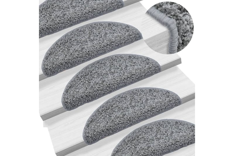 15 stk. trappemåtter 56 x 20 cm grå - Grå - Tekstiler - Tæpper - Specialmåtte - Trappetrins tæpper