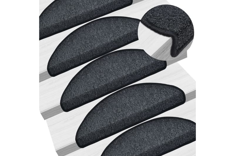 15 stk. trappemåtter 65 x 24 x 4 cm antracitgrå - Grå - Tekstiler - Tæpper - Specialmåtte - Trappetrins tæpper