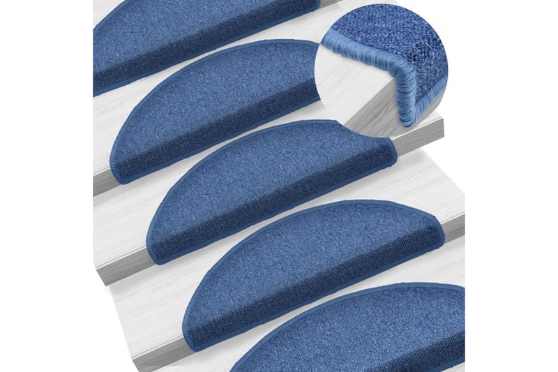 15 stk. trappemåtter 65 x 24 x 4 cm blå - Blå - Tekstiler - Tæpper - Specialmåtte - Trappetrins tæpper