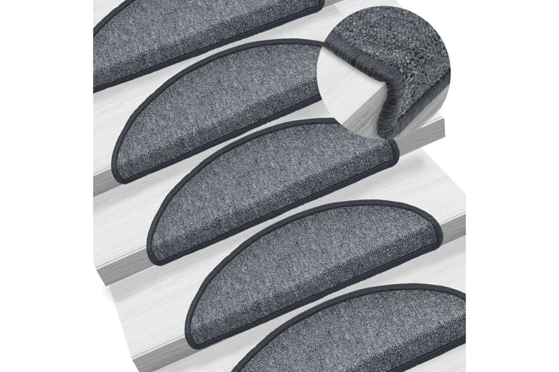 15 stk. trappemåtter 65 x 24 x 4 cm mørkegrå - Grå - Tekstiler - Tæpper - Specialmåtte - Trappetrins tæpper