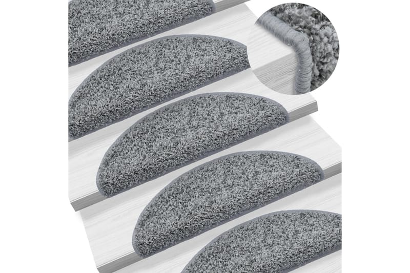 15 stk. trappemåtter 65 x 25 cm grå - Grå - Tekstiler - Tæpper - Specialmåtte - Trappetrins tæpper