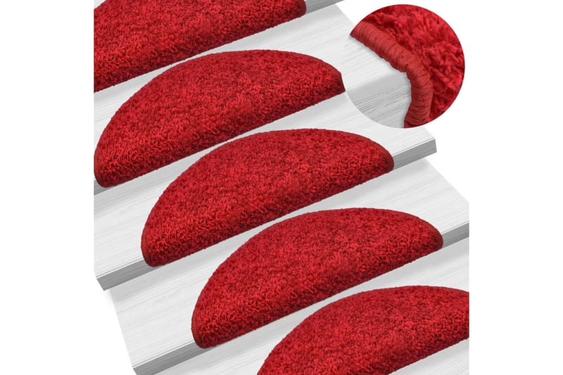 15 stk. trappemåtter 65 x 25 cm rød - Rød - Tekstiler - Tæpper - Specialmåtte - Trappetrins tæpper