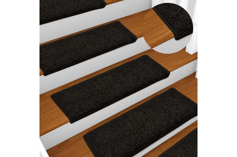 15 stk. trappemåtter 65x25 cm sort - Sort - Tekstiler - Tæpper - Specialmåtte - Trappetrins tæpper