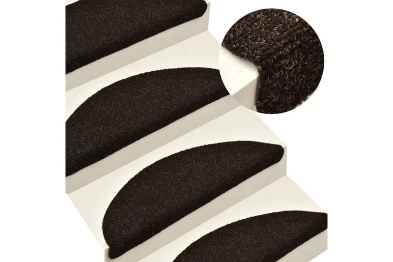 selvklæbende trappemåtter 10 stk. 56x17x3 cm tuftet - Brun - Tekstiler - Tæpper - Små tæpper