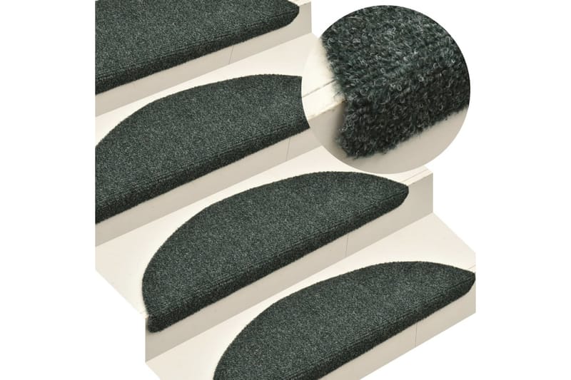 Selvklæbende Trappemåtter 15 Stk. 65X21X4 cm Tuftet Grøn - Grøn - Tekstiler - Tæpper - Specialmåtte - Trappetrins tæpper
