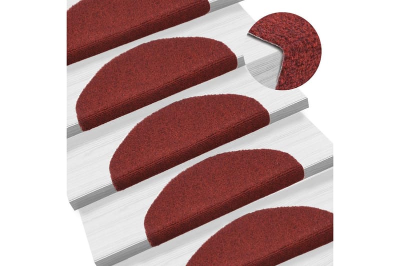 selvklæbende trappemåtter 15 stk. nålenagle 65x21x4 cm rød - Rød - Tekstiler - Tæpper - Specialmåtte - Trappetrins tæpper
