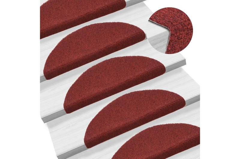 selvklæbende trappemåtter 15 stk. tuftet 56 x 20 x 4 cm rød - Rød - Tekstiler - Tæpper - Specialmåtte - Trappetrins tæpper
