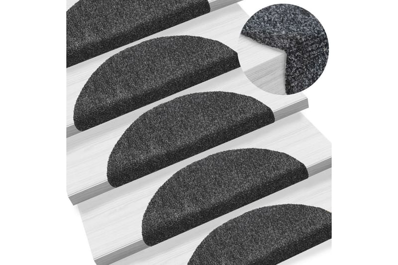 selvklæbende trappemåtter 15 stk. tuftet 56x20x4 cm mørkegrå - Grå - Tekstiler - Tæpper - Specialmåtte - Trappetrins tæpper