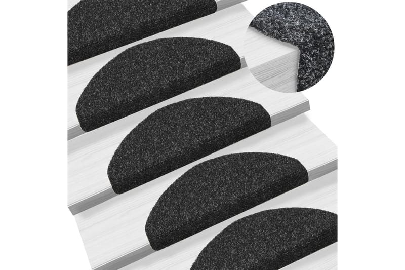 selvklæbende trappemåtter 5 stk. 65x21x4 cm tuftet sort - Sort - Tekstiler - Tæpper - Specialmåtte - Trappetrins tæpper