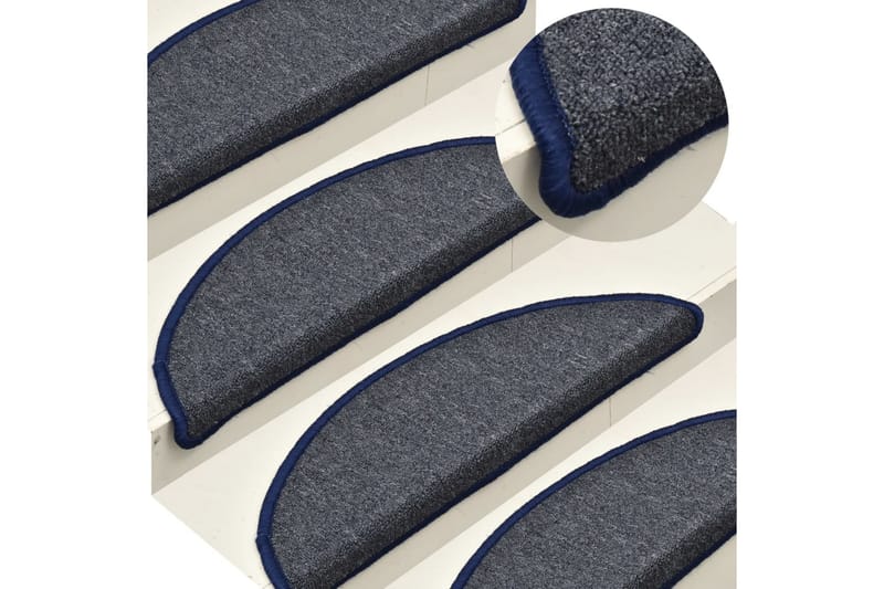 Trappemåtter 15 Stk. 56X17X3 cm Mørkegrå Og Blå - Grå - Tekstiler - Tæpper - Specialmåtte - Trappetrins tæpper