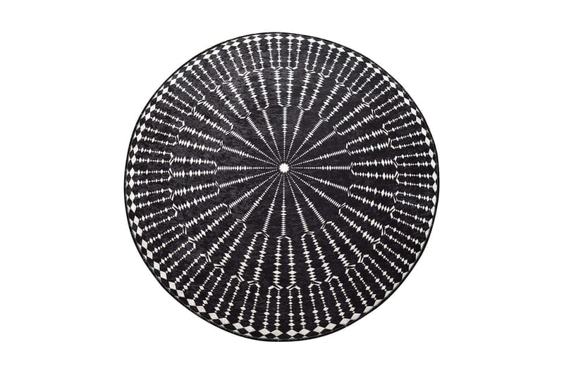 Chilai Tæppe 100 cm Rund - Sort/Hvid - Tekstiler - Tæpper - Moderne tæppe - Mønstrede tæpper
