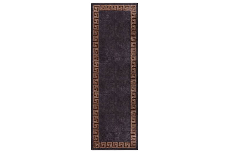 gulvtæppe 80x300 cm skridsikkert og vaskbart sort og guld - Flerfarvet - Tekstiler - Tæpper - Udendørs tæpper - Plasttæpper
