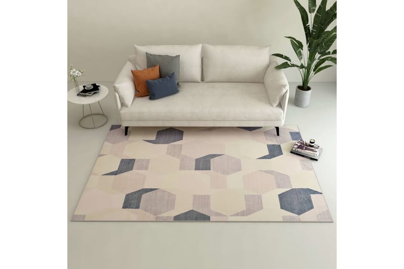 Gulvtæppe med tryk 120 x 170 cm polyester flerfarvet - Flerfarvet - Tekstiler - Tæpper - Udendørs tæpper - Plasttæpper